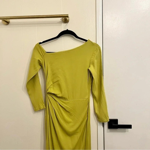 Reiss Nadia drape lime green midi dress size 0 - Picture 4 of 14